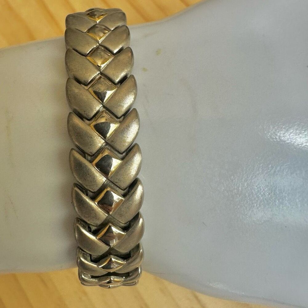 Vintage Men’s Silver-Tone Braided Link Bracelet – Bold Retro Style